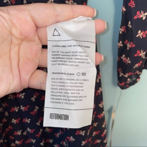 Reformation Wrap Dress Black and Ditzy Floral Print size XS - Picture 5 of 11